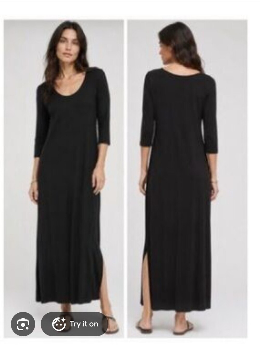 Soft Surroundings Black Maxi Scoop-Neck Dress